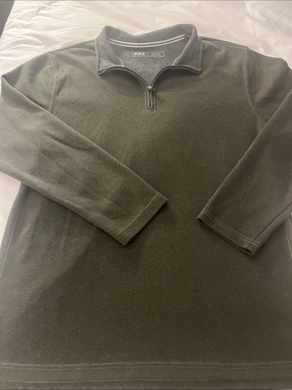 BKE Men's Olive Green Quarter-Zip Sweater